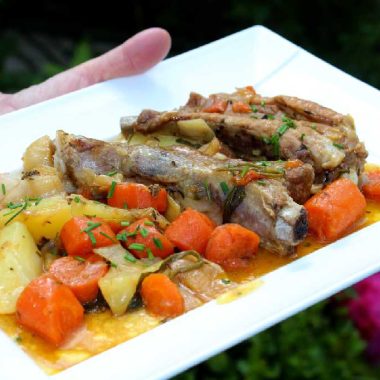 Travers de porc aux petits légumes